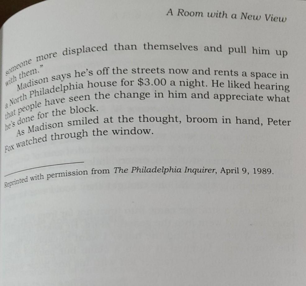 Please read "Room with a New View" in Unit 6 of