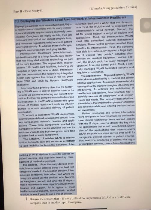 [15 marks & suggested time 25 mins Part B - Case