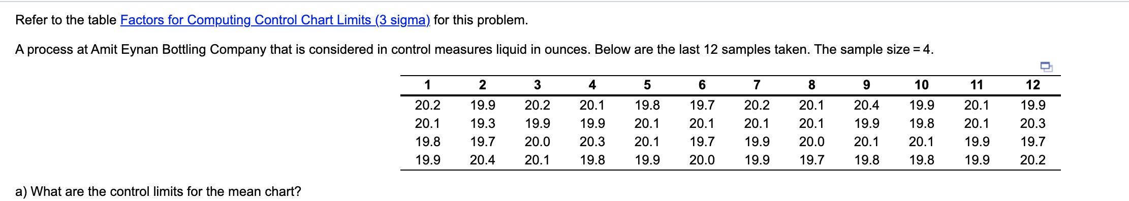 un and LCLr Refer to the table Factors for