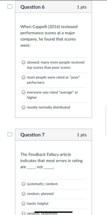 Question 6 1 pts When Cappelli (2016) reviewed