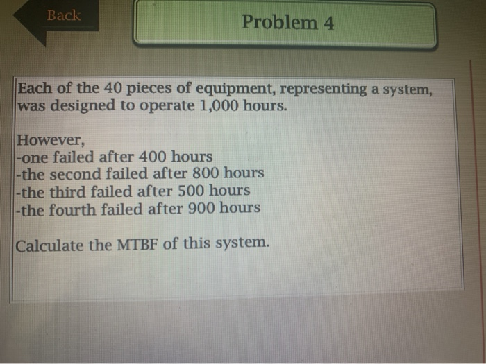 Back Problem 4 Each of the 40 pieces of