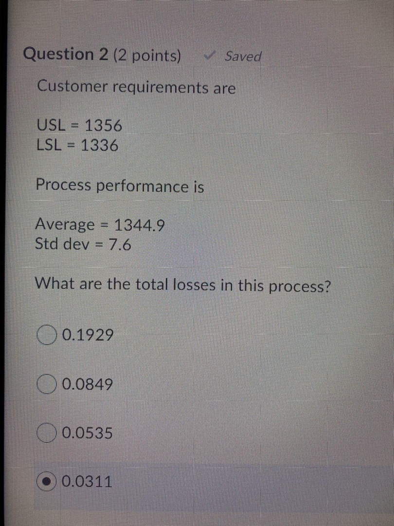 Question 2 (2 points) Saved Customer requirements