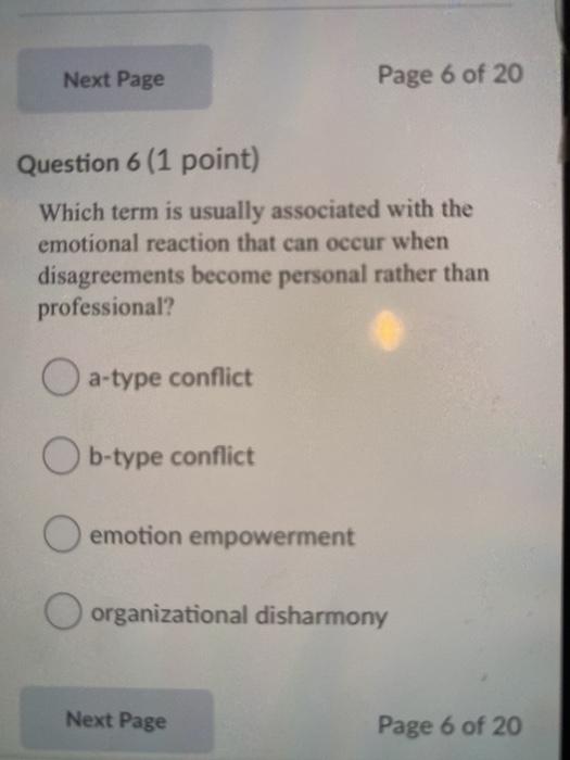 Next Page Page 6 of 20 Question 6 (1 point) Which