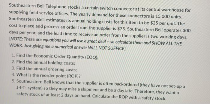 Southeastern Bell Telephone stocks a certain