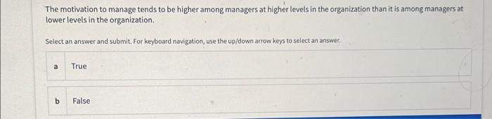 The motivation to manage tends to be higher among