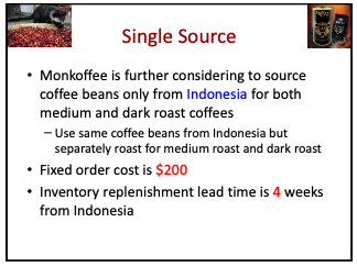 Single Source Monkoffee is further considering to