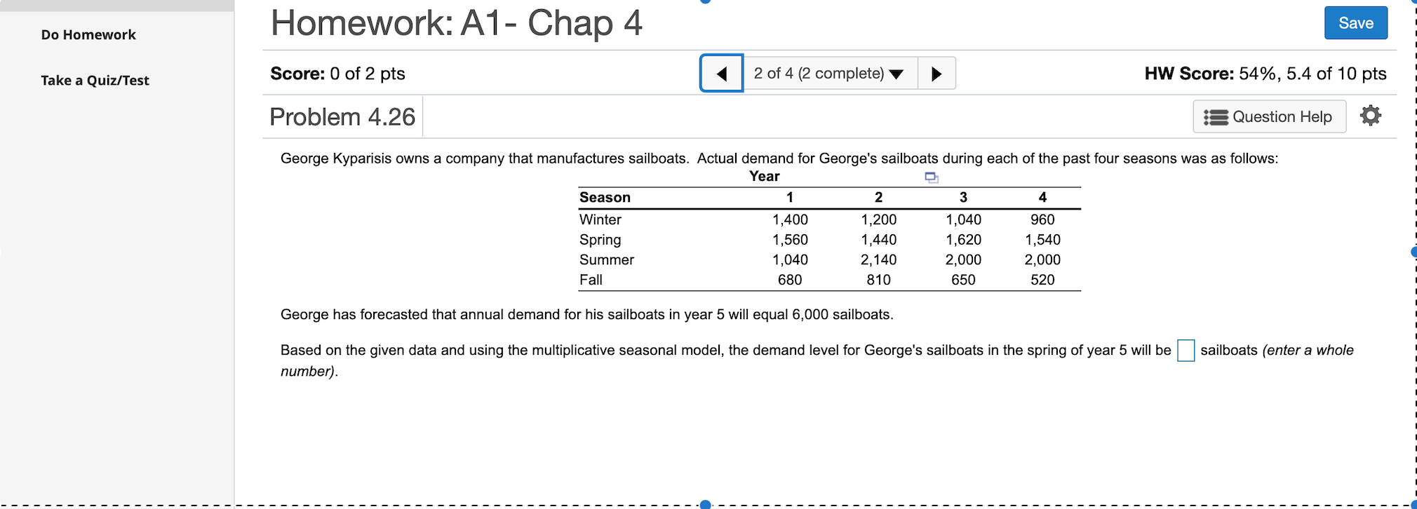 Homework: A1 - Chap 4 Save Do Homework Score: 0