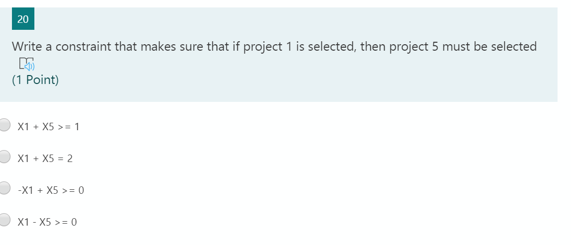 In a capital budgeting problem, you have 5