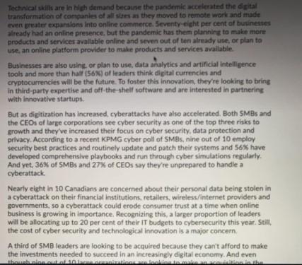 Read the article and answer the comprehension