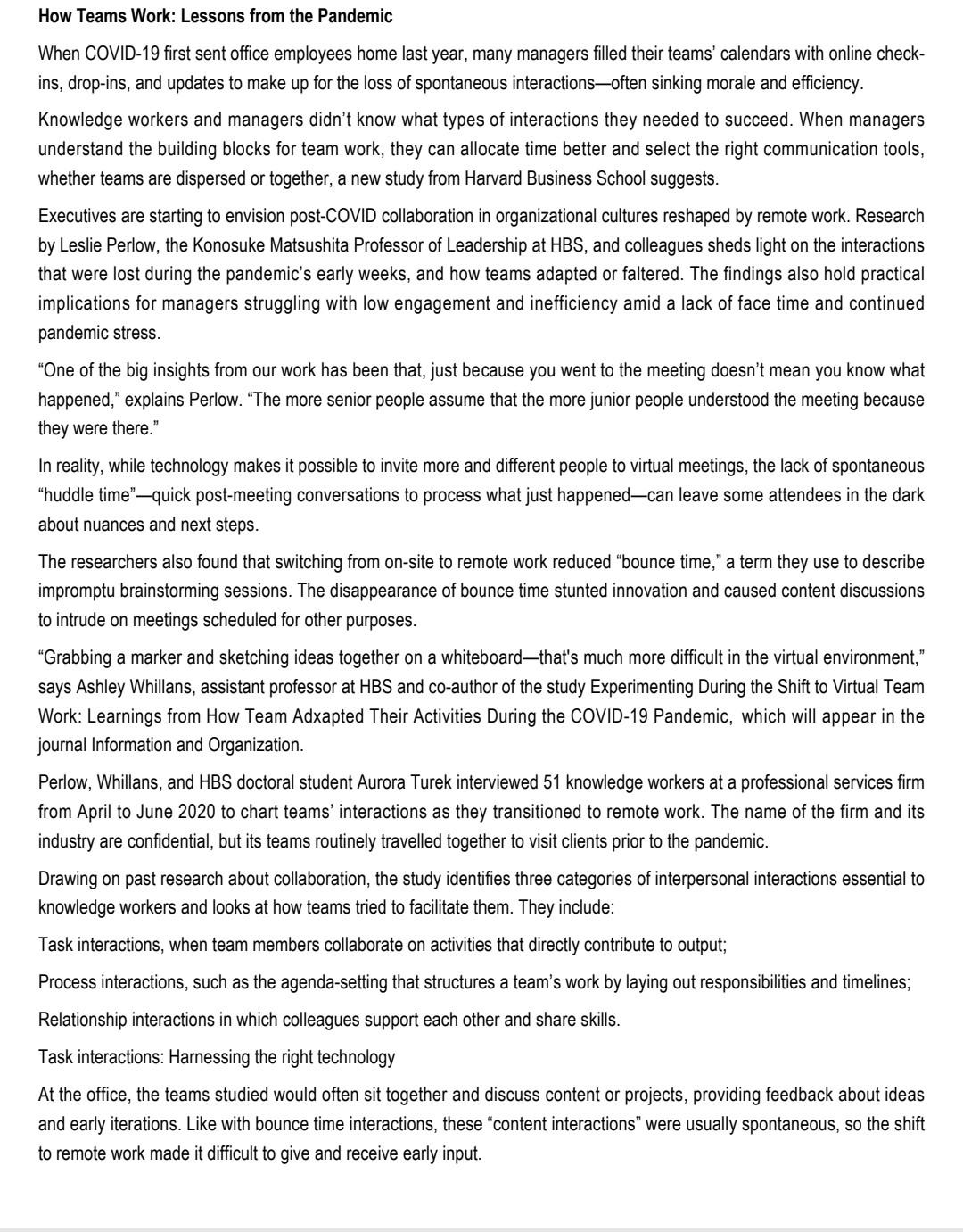 In response to these challenges, the teams found