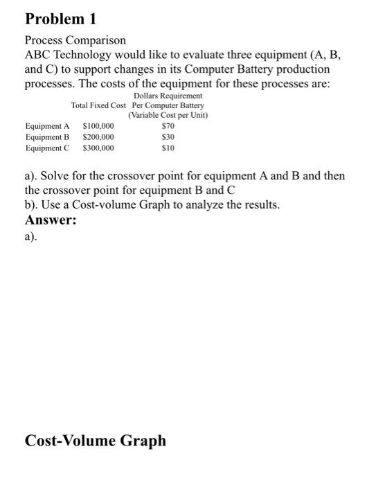 Problem 1 Process Comparison ABC Technology would