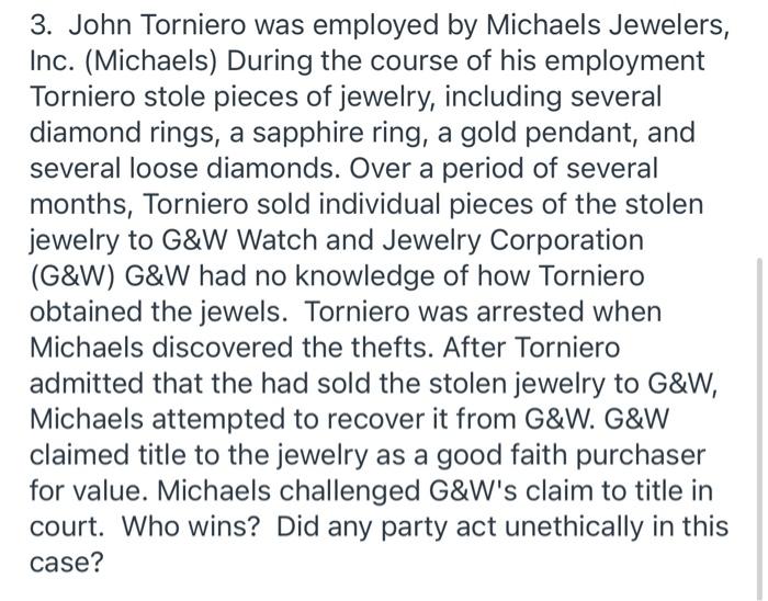 Please answer in your own words. 3. John Torniero
