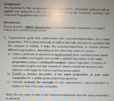 Assignment: The backdrop for this assignment is