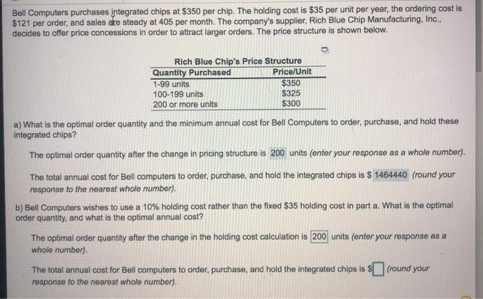 Bell Computers purchases integrated chips at $350