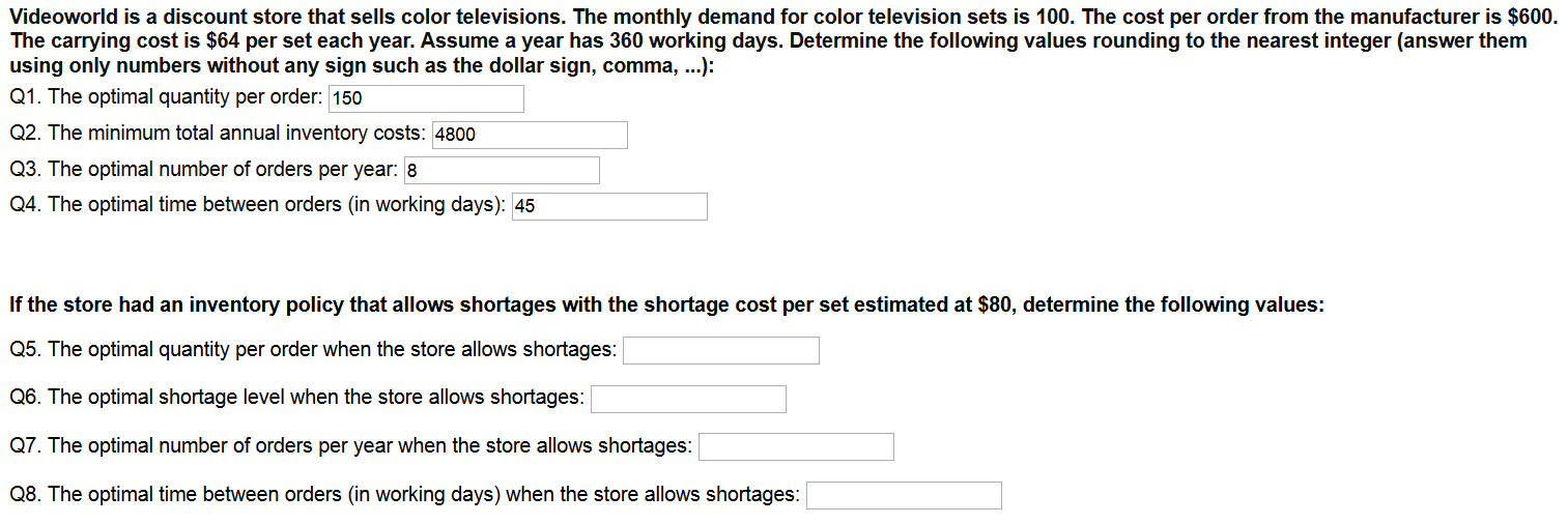 Please answer the second part, Questions 5-8, as