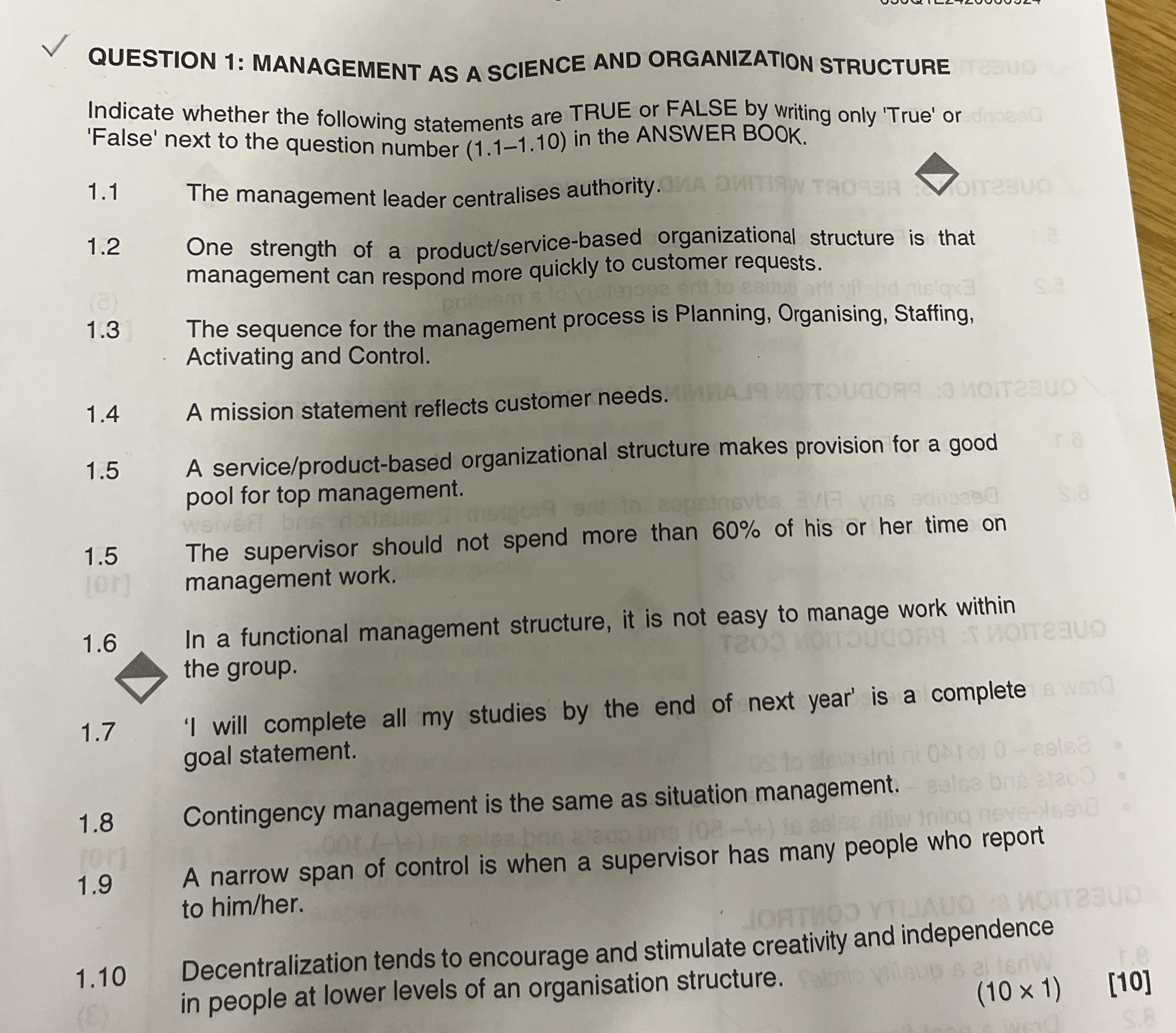 QUESTION 1 : MANAGEMENT AS A SCIENCE AND