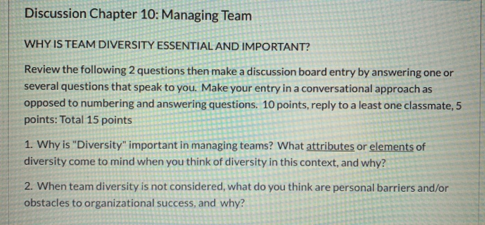 Discussion Chapter 10: Managing Team WHY IS TEAM