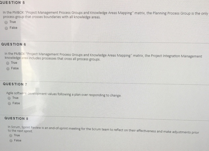 QUESTION 5 In the PMBOK "Project Management
