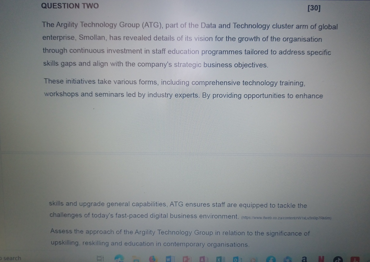 QUESTION TWO [ 3 0 ] The Argility Technology