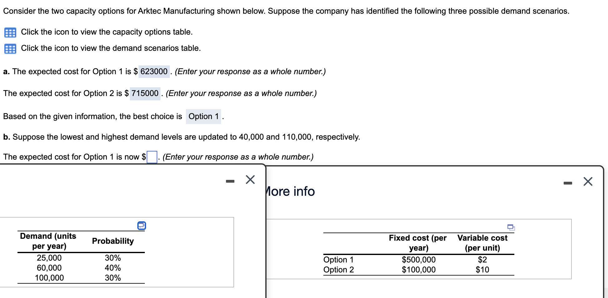 *Please also give the new expected cost for