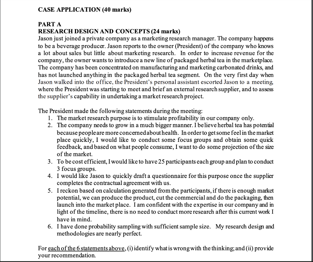 CASE APPLICATION (40 marks) PART A RESEARCH