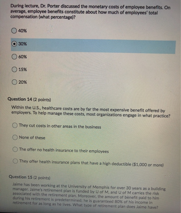 please answer 13-15 During lecture, Dr. Porter