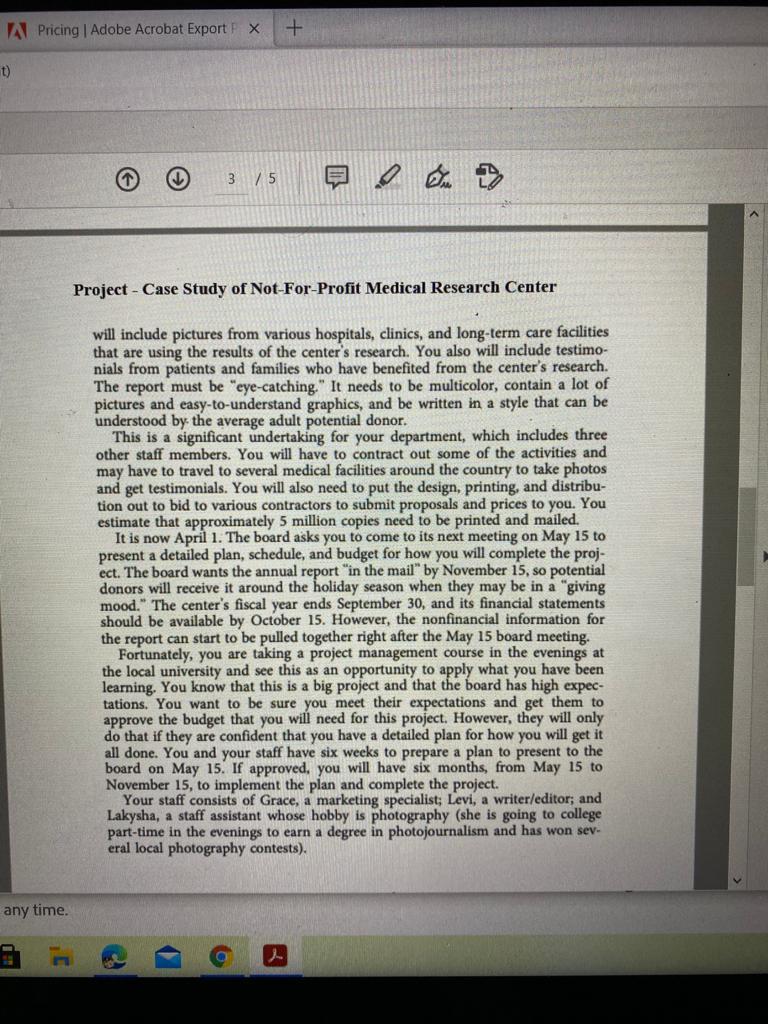 1. Develop an estimated duration for each