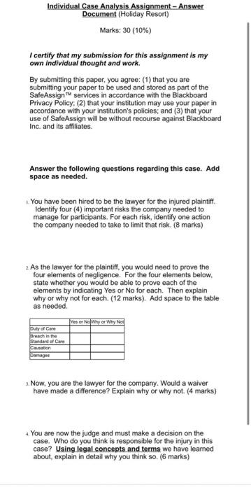 Individual Case Analysis Assignment - Answer
