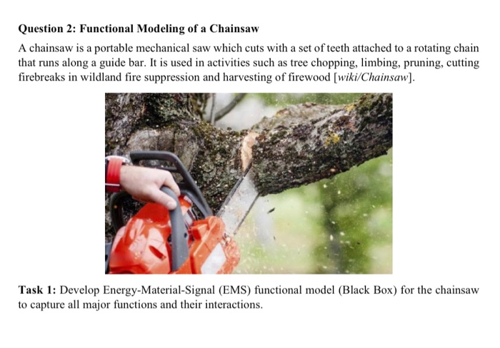Question 2: Functional Modeling of a Chainsaw A