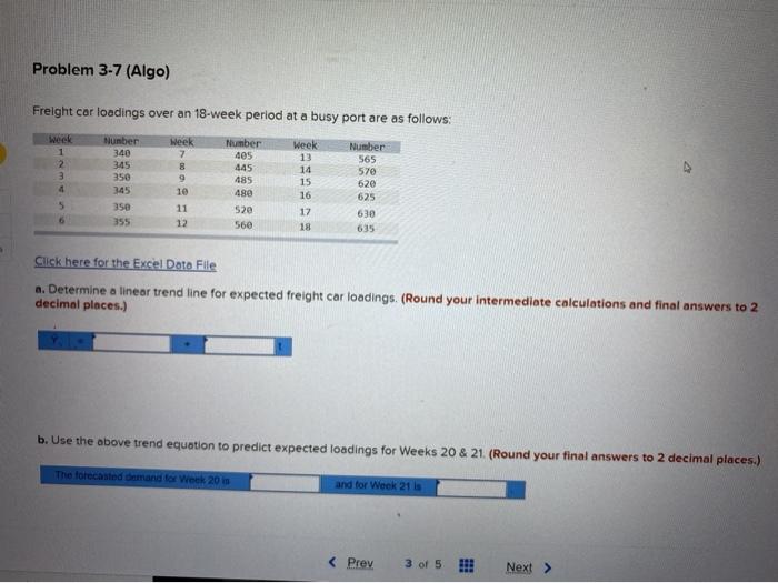 I need help please Problem 3-7 (Algo) Freight car