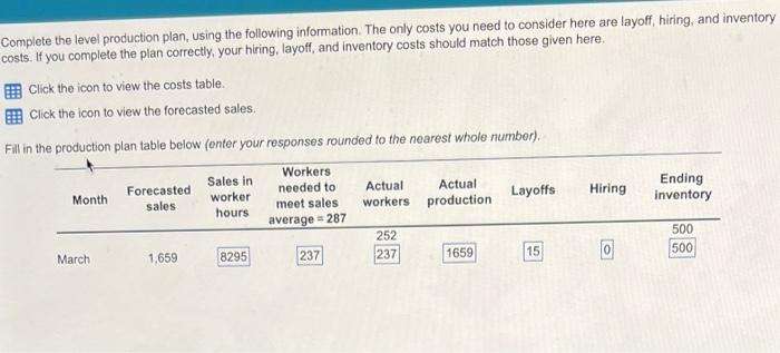 complete the Chase production plan, using the
