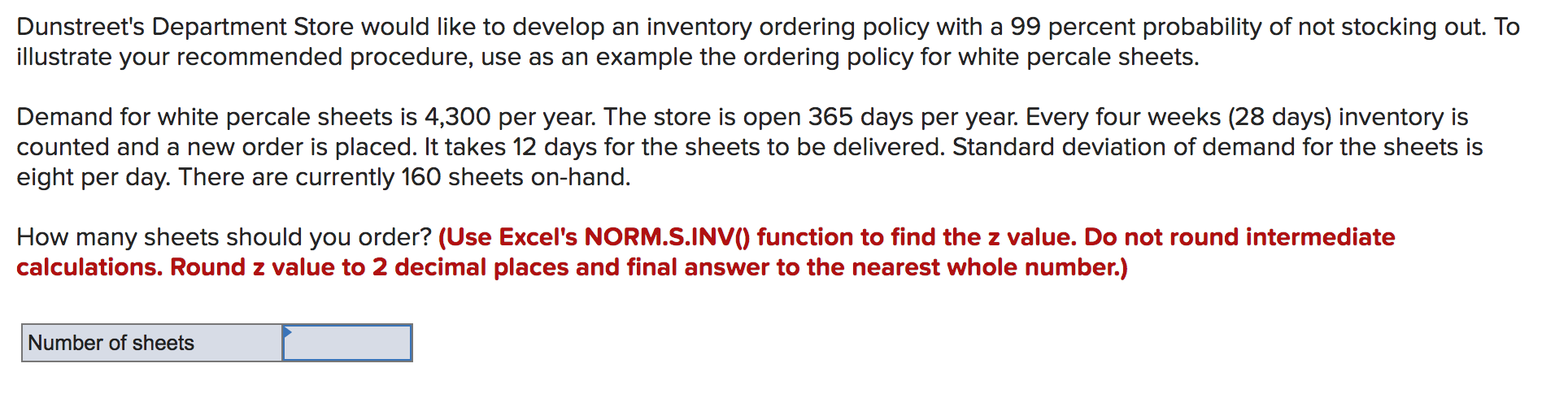 Dunstreet's Department Store would like to