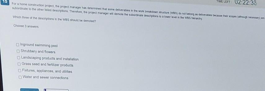 15 TIME LEFT 02:22:36 For a home construction