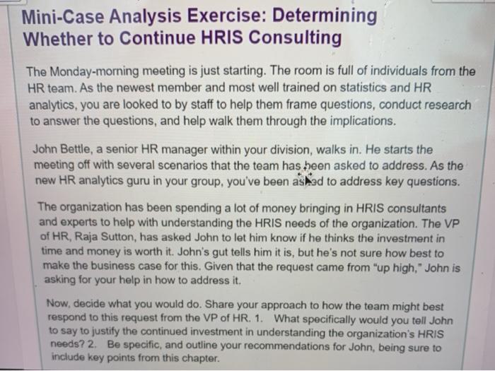 Mini-Case Analysis Exercise: Determining Whether