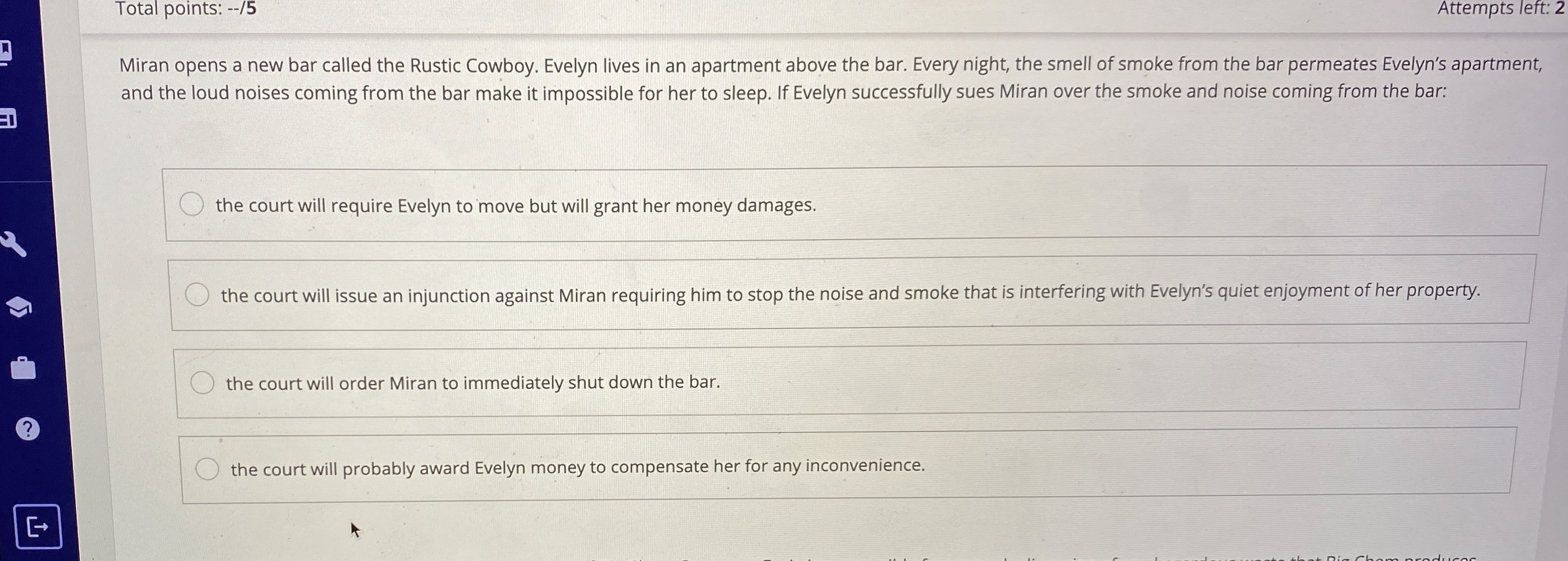 Total points: - - / 5 Attempts left: 2 Miran