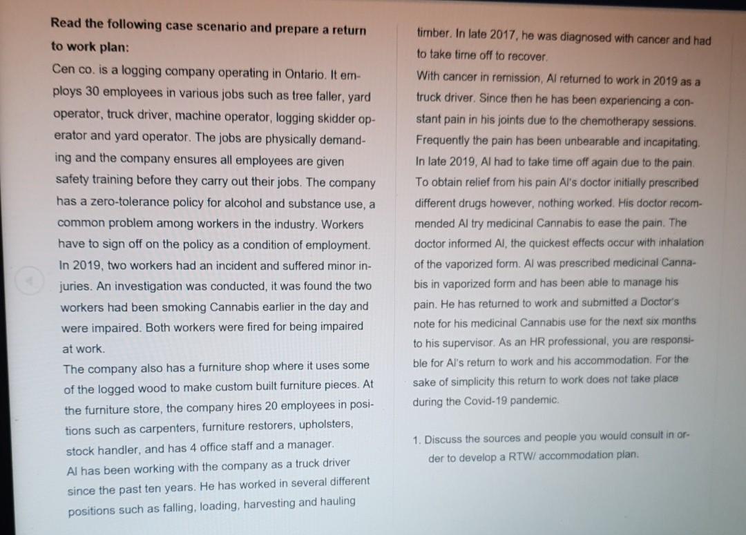 answer question 1 by reading the scenario Read