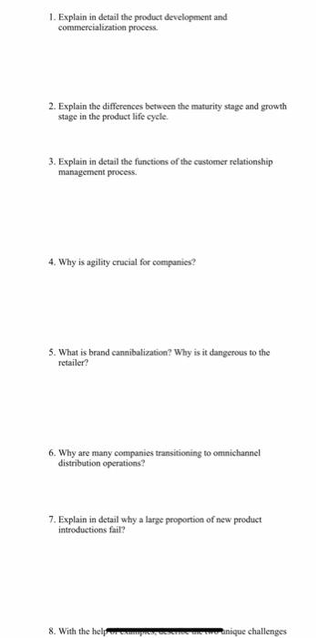 1. Explain in detail the product development and