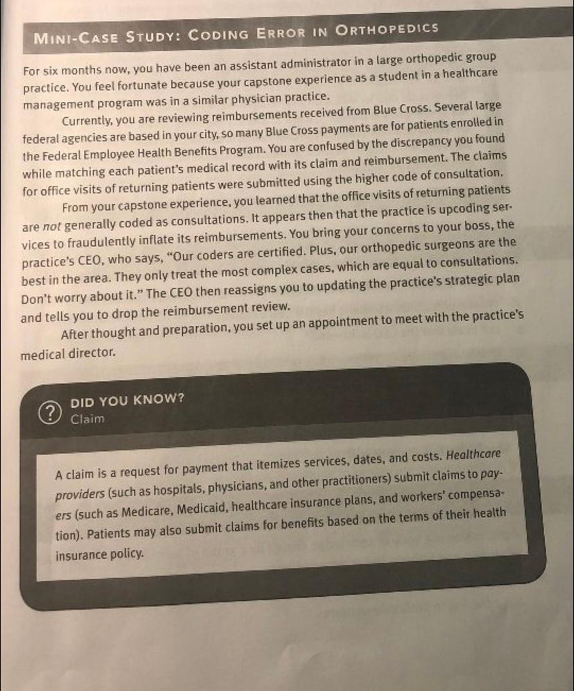 MINI-CASE STUDY: CODING ERROR IN ORTHOPEDICS For