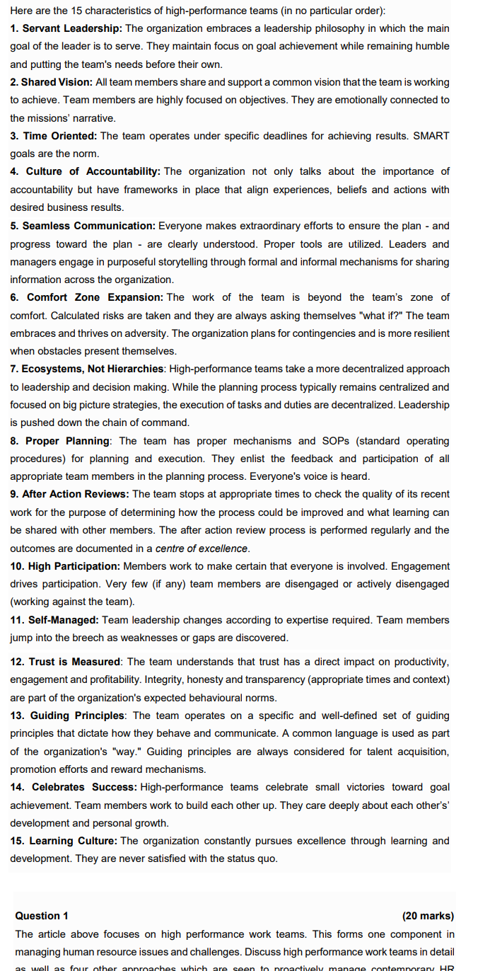 Question 1 The article above focuses on high