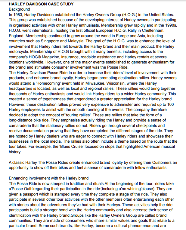 HARLEY DAVIDSON CASE STUDY HARLEY DAVIDSON CASE