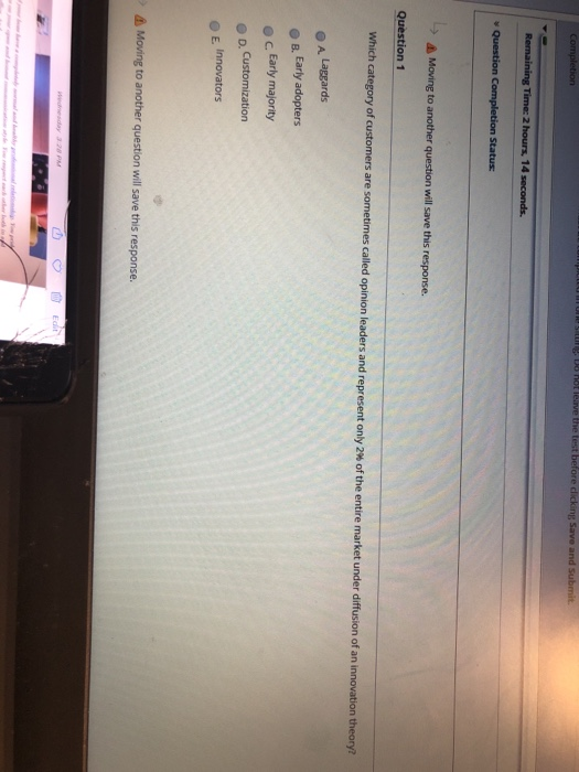 Completion Do not leave the test before clicking