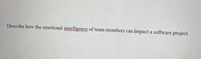Describe how the emotional interligence of team
