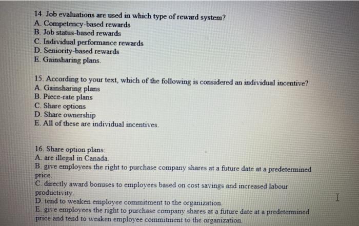 14. Job evaluations are used in which type of
