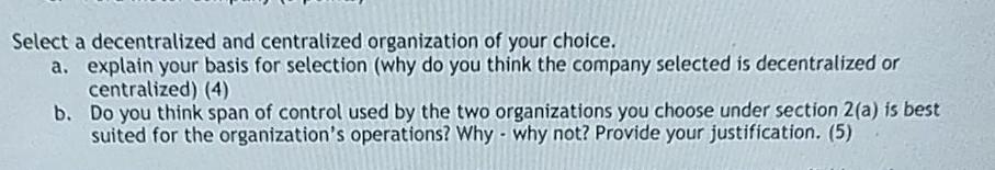 Select a decentralized and centralized