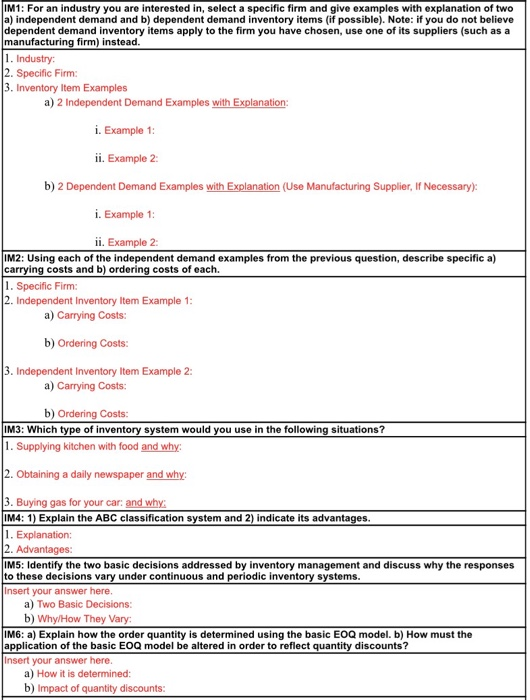 IM1: For an industry you are interested in,