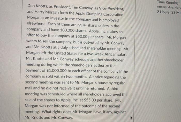 Time Running: Attempt due: Mar 2 Hours, 33 Mit