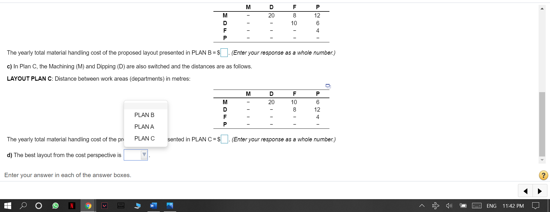 M F P D 20 8 10 M D F 12 6 4 The yearly total