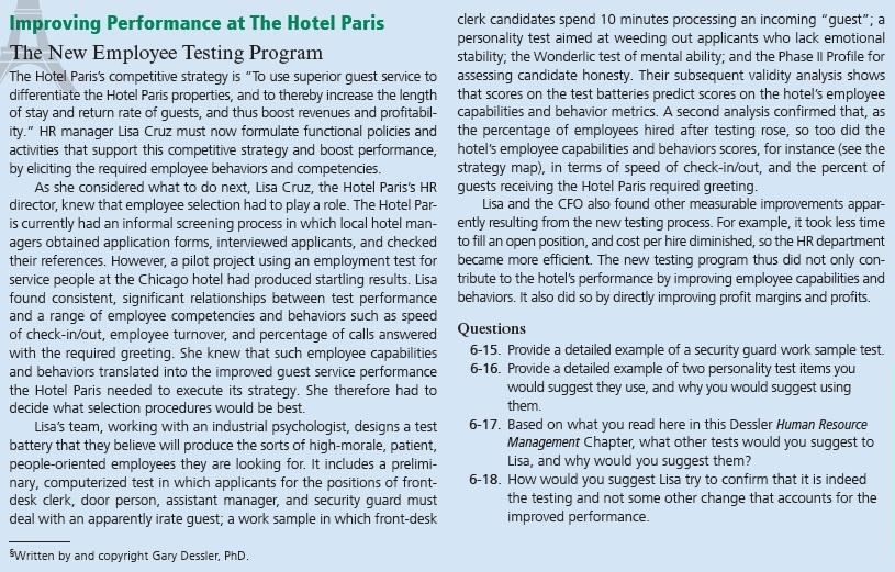 Answer the Question no. 6-17 This is a case of