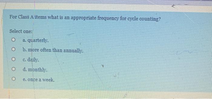 For Class A items what is an appropriate