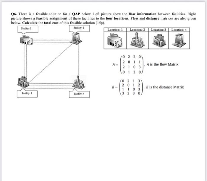 Q6. There is a feasible solution for a QAP below.